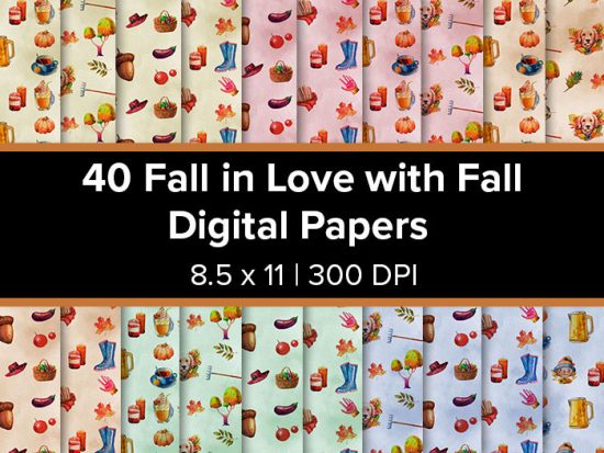 Fall in Love with Fall Bundle - PP Template - Clipart - Digital Papers ...